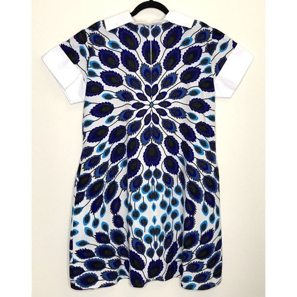 Chic Blue and White Patterned Mini Dress - Picture 2 of 12